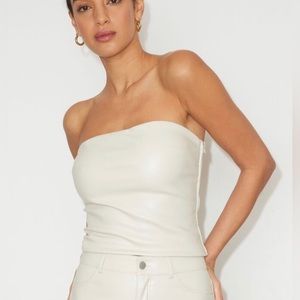 Strapless faux leather top size medium worn once